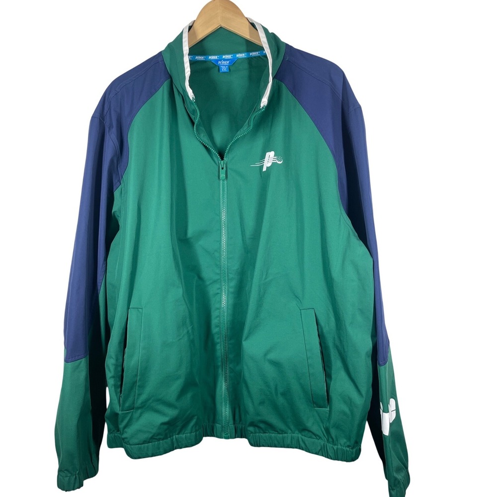 Prince Pickleball Mens XXL Green Navy Blue Colorblock Full Zip Warm Up Jacket